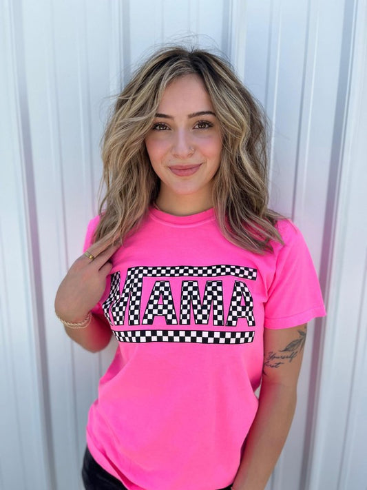 Checkered Mama Tee Sizes 2X-3X