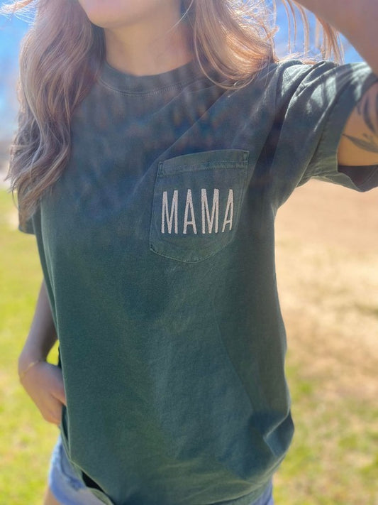 Embroidered Mama Pocket Tee Sizes 2X-3X