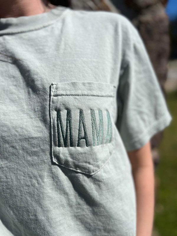 Embroidered Mama Pocket Tee Sizes 2X-3X